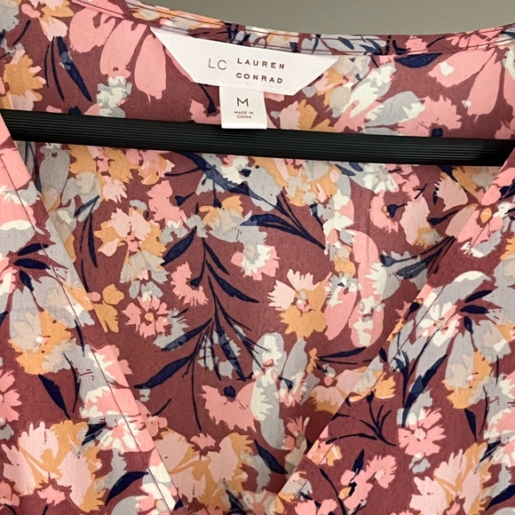 LC Lauren Conrad Floral V-Neck Long Sleeve Dress Size medium EUC - Picture 5 of 7